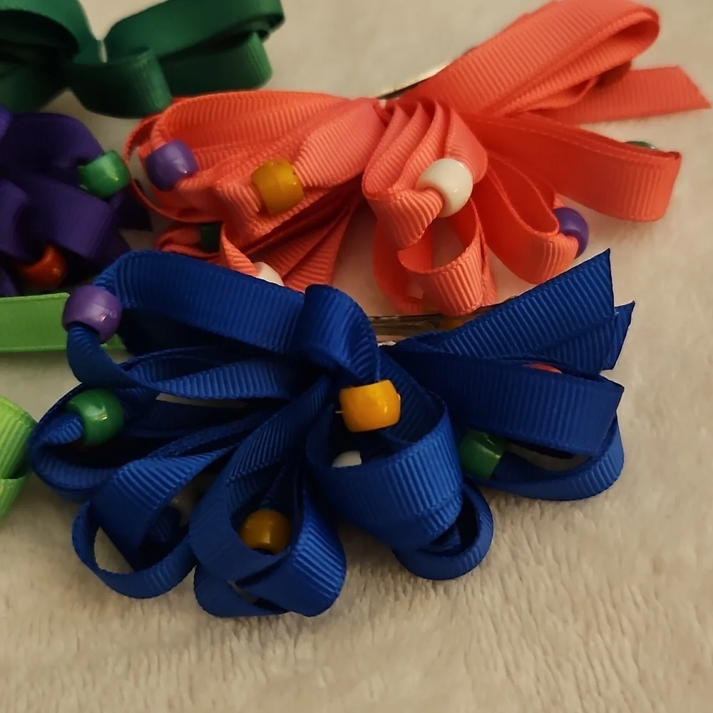 HANDMADE Colorful Beaded Hair Bow Set